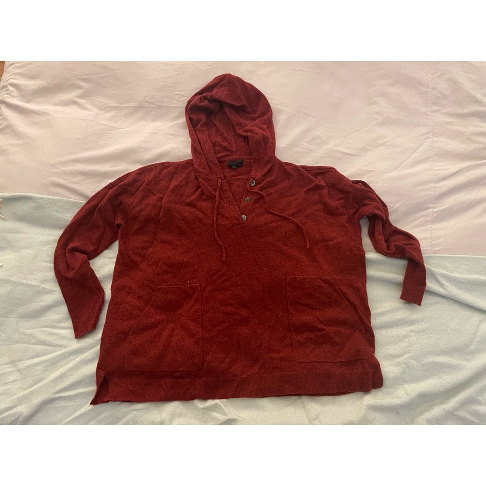 J. Crew Size S Burnt Orange Italian Cashmere Hoodie with Buttons